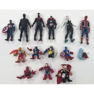 Marvel Super Hero Squad Figures Lot of 14 Hasbro Playskool Mini Spiderman Bundle